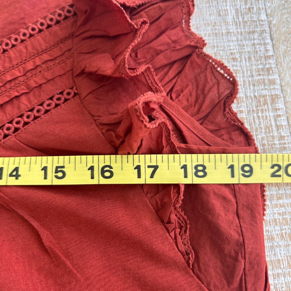 J. Crew - Point Sur Burnt Orange Eyelet Flutter Sleeve T-Shirt - Small - Picture 8 of 8